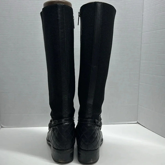 Aquatalia Boots Leather Tall Riding Quilted Horse Bit Side Zip Up Black Size 7 - Picture 5 of 12